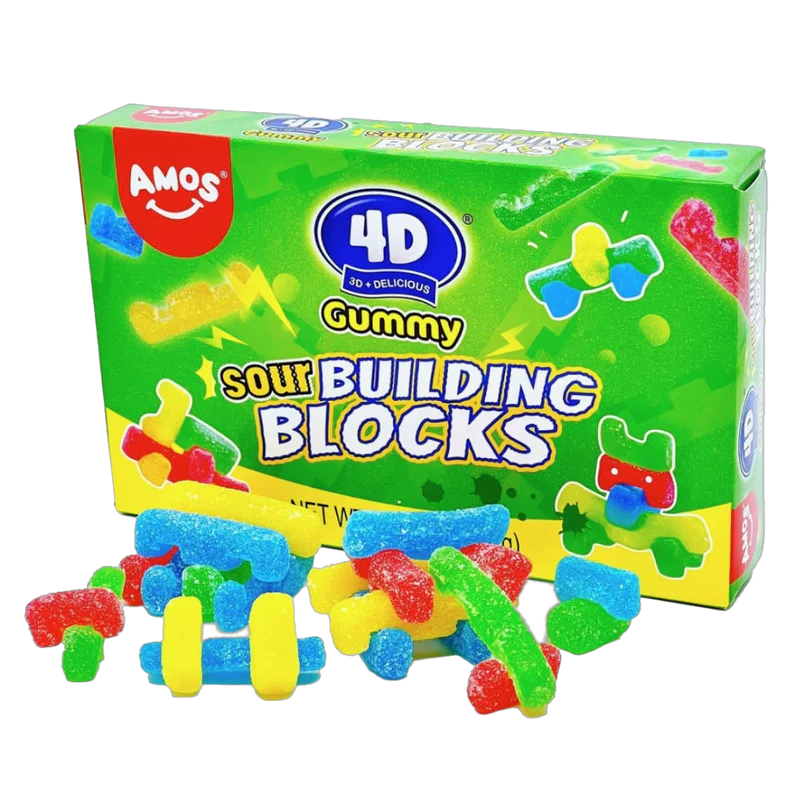 AMOS 4D SOUR GUMMY BUILDING BLOCKS THEATRE BOX 3.5OZ(100G)