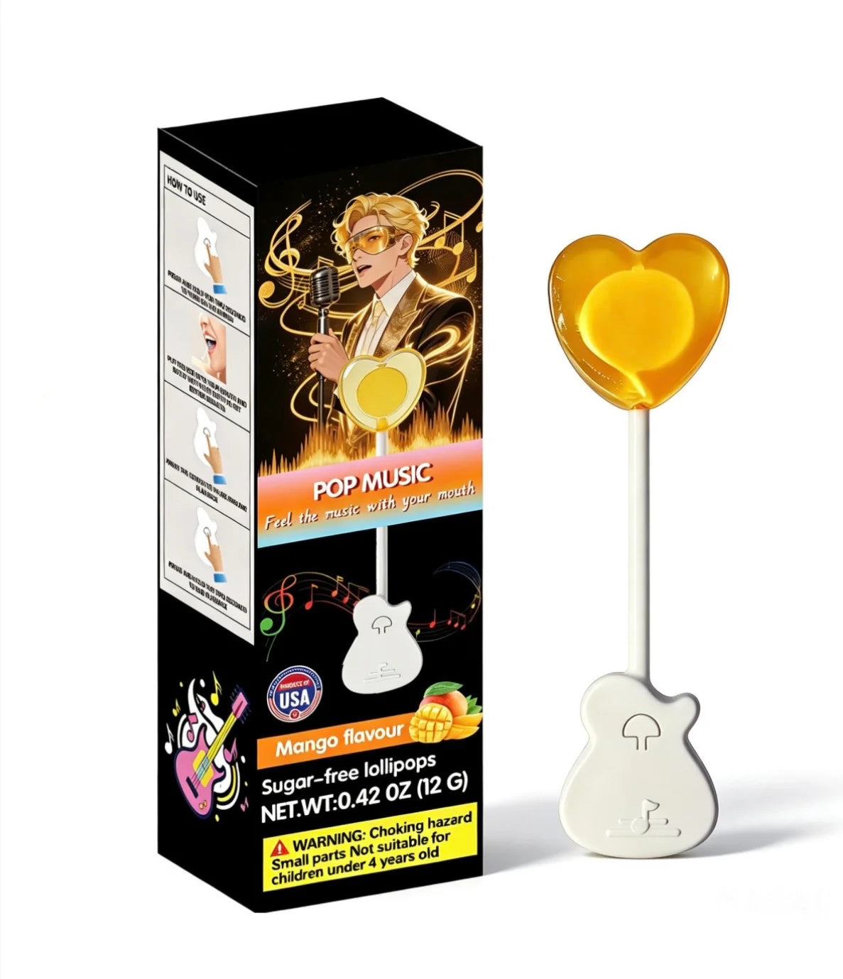 Audio Lollipop Mango Flavour – Interactive Music Lollipop Novelty Candy Sweet