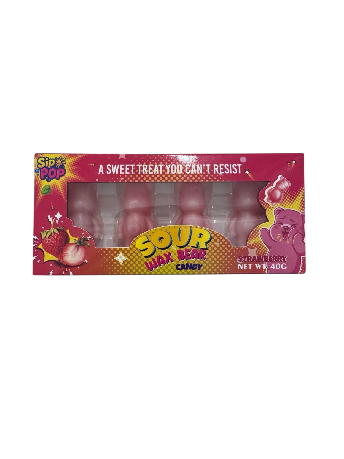 Sour Wax Candy Bears Strawberry Flavour | Fruity Sour Novelty Candy | Sweet Treats