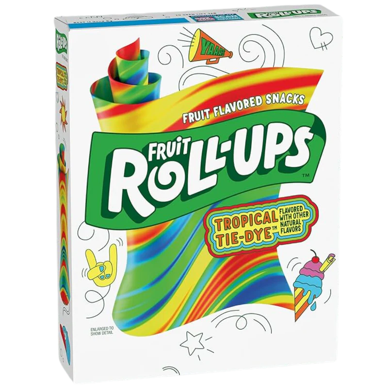 FRUIT ROLL UPS TROPICAL TIE-DYE BOX OF 10