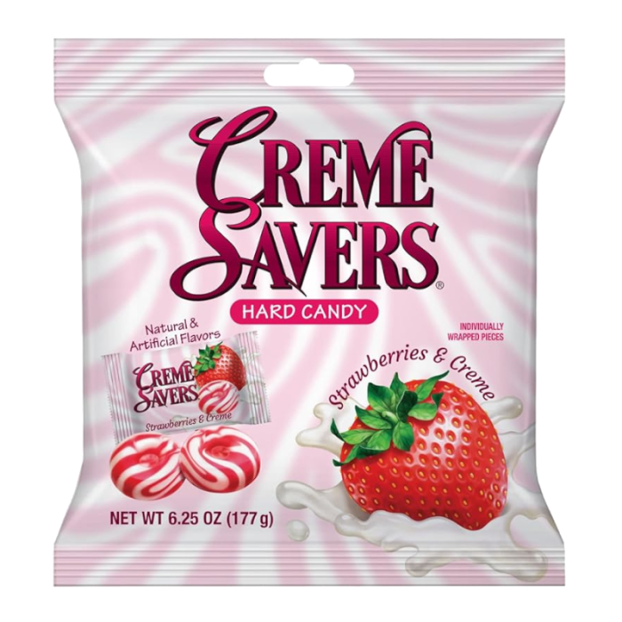 CREME SAVERS HARD CANDY STRAWBERRIES & CREAM 177G