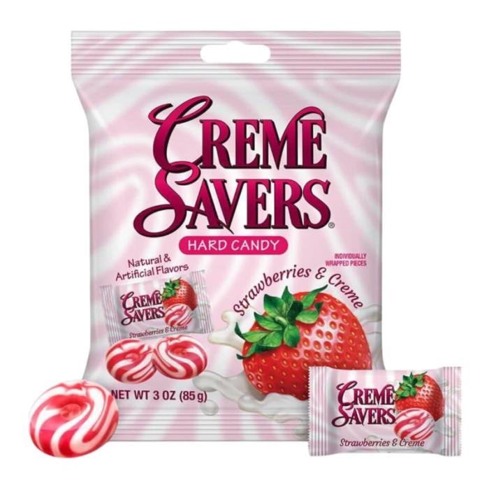 CREME SAVERS HARD CANDY STRAWBERRIES & CREAM 85G