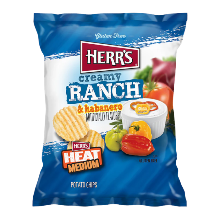 HERR'S CREAMY RANCH & HABANERO POTATO CHIPS 184.3G
