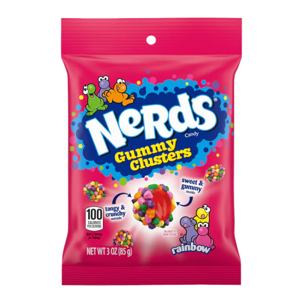 NERDS GUMMY CLUSTERS RAINBOW 85G PEG BAG